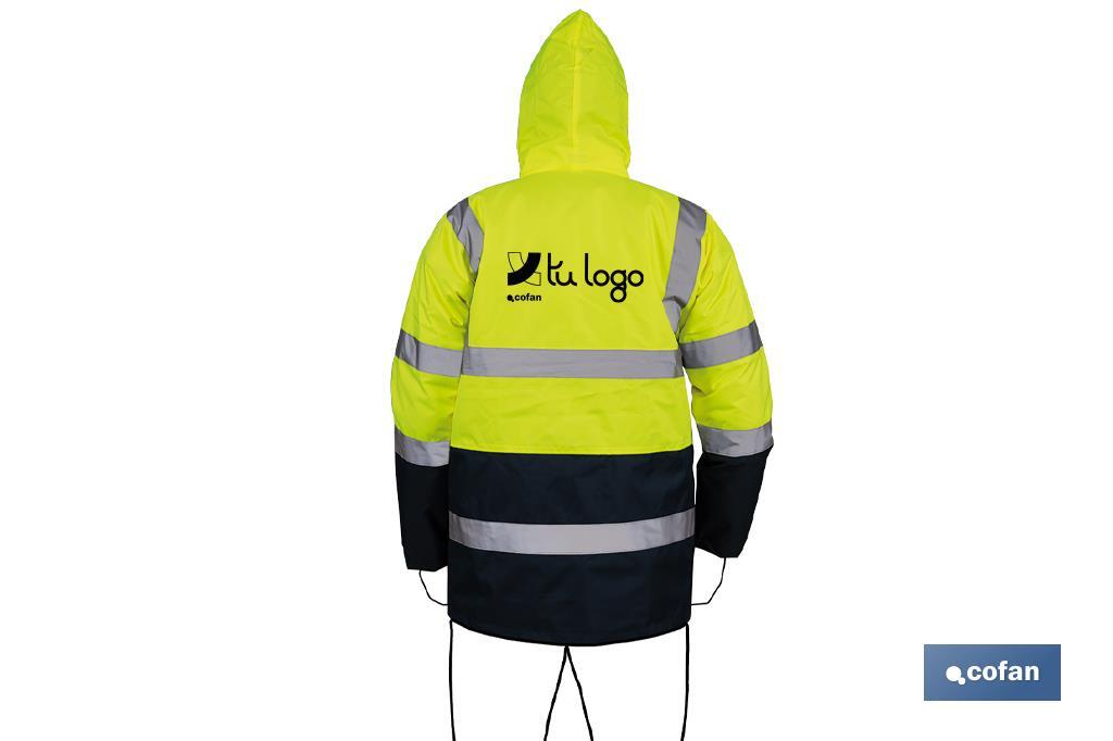 PARKA DE ALTA VISIBILIDAD MODELO DENEB AMARILLO Y AZUL TALLA M